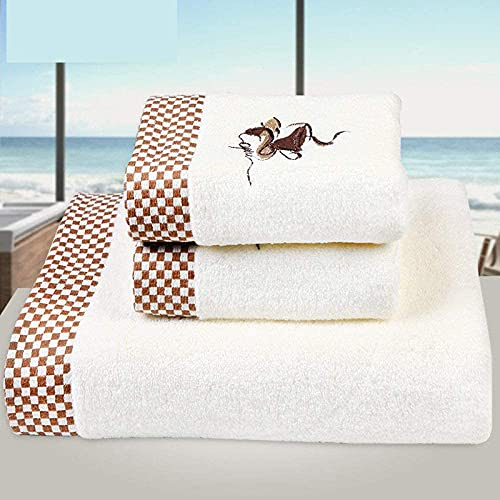 Towel Bath Towel Luxury Hotel and Spa Bath Towel Set with Fine Embroidery 100% Zero Twist Cotton for Maximum Softness and Absorbency Set of 3-1 Bath Towel and 2 Hand Towels Bath Towels
