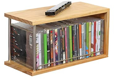 GLigeT Estanterías para CDs Estante de Almacenamiento de Medios apilable Caja de Almacenamiento de DVD - Bandeja de DVD for Almacenamiento y organización de estantes de Medios Soporte para CD