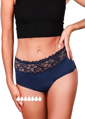 Taynie Deluxe Ultra periodiska underkläder stark blödning – läckagesäker och ventilerande menstruationsunderkläder – ersätter 7 tamponger, menstrosor bärtid upp till 12 timmar, tvättbar 60 °C (46,