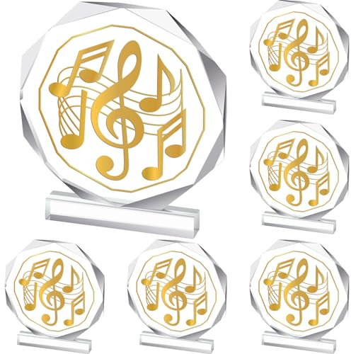 CroBlissful 3/6 Pcs Trophy Award 4.72 x 4.72 Inches Acrylic Trophy Plaques Awards for Kids Adult Team Participation Gift Prizes(6 Pcs,Music Style)