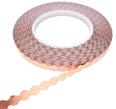 ARTIMUSES Double Edged Scalloped Copper Foil Tape for Stained Glass, DIY Handicrafts, Crafting (Large Scalloped)
