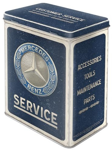 Nostalgic-Art Caja de almacenamiento retro L, 3 l, Mercedes-Benz – Service Emblem Blue – Idea de regalo para fans de Mercedes-Benz, Official License Product (OLP), lata grande de café, diseño vintage
