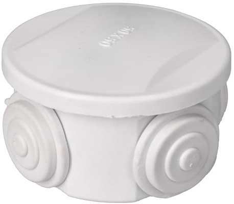 Jandei - Caja de Montaje en Superficie. Redonda 50x50mm IP54 Instalación en Interior/Exterior, 4 entradas. Ideal para Aplicaciones Residenciales, Comerciales o Industriales.