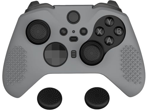 eXtremeRate PlayVital New Hope Gray Soft Anti-Slip Silicone Cover Skins for Xbox One Elite Controller Series 2, Custom Protective Case for Xbox Elite Series 2 Core Controller with Thumb Grips