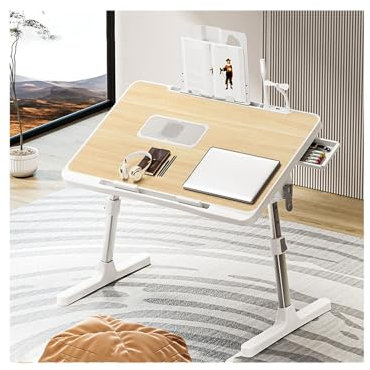 JHIAADEY sängbricka, soffa frukostbord, Laptopbordet for Säng, Skrivbord på säng, Sängbricka for att Äta Frukost, serveringsbricka for bärbar dator, Vinkeln och höjden är justerbara, så att du kan lä