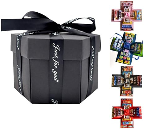 DIY Explosion Gift Box,5 Layer Snack Explosion Box with Ribbon,Creative Exploding Photo Album Surprise Love BoxS with DIY Scrapbooking Accessories for Anniversary,Birthday,Valentine's Day,Wedding