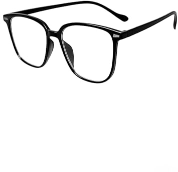 YuMiooAury Distance Glasses Women Eyewear Frame Oversized Short-sighted Eyeglasses Large Square Fashion Nearsighted Glasses Unisex Black -1.5