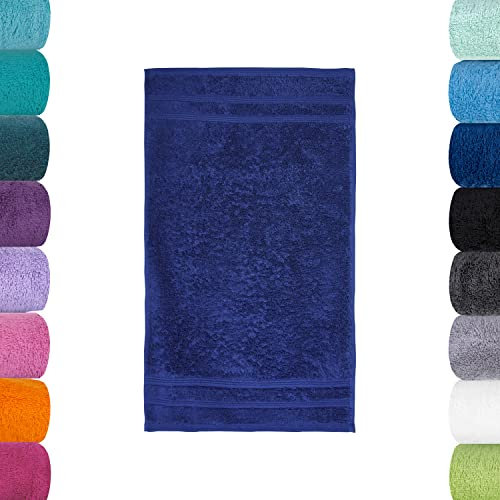 Lavea 6er Set Gästetücher, Navyblau, 30 x 50 cm Premium Frotteeserie Bali | GOTS Zertifiziert, 100% Bio Baumwolle