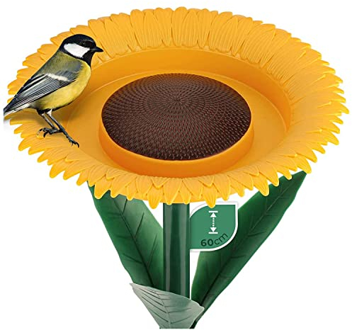 WILDLIFE FRIEND I Trink und Futterblume, Vogeltränke stehend für Wildvögel 60cm I Vogelfutterspender mit Ständer, Vogelfutterstation, Futterspender für Vögel im Garten