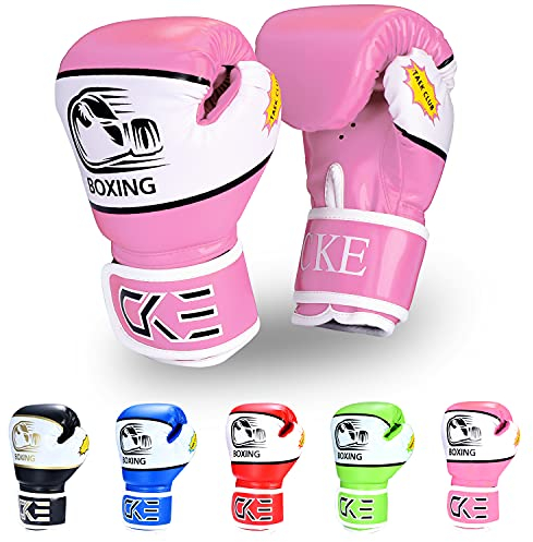 CKE Kinder Boxhandschuhe für Kinder 5-12 Jahre Jungen Mädchen，boxhandschuhe kinder Trainingshandschuhe Boxing Gloves für Kids Boxsack Kickboxing für Muay Thai Boxhandschuhe(Rosa)