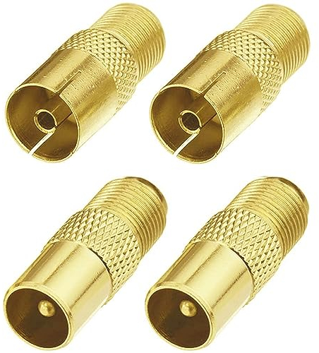 Greluma 4 Stück F-Typ TV Antennen-Koaxial Koppler, F-Typ Schraubanschluss Buchse auf RF Koax-Antennenadapter (F-Typ-Buchse - TV-Stecker/Buchse)
