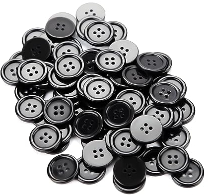 Knöpfe Harz Buttons 20mm Schwarz Knopf 4 Löcher Knöpfen zum Basteln 80 Stück Rund Hemdknöpfe mit Aufbewahrungsbox für Kleider Nähen DIY Handwerk und Deko