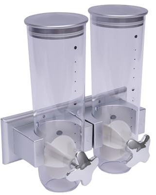 Treeisland Double Cereal Dispenser, Müslispender Wandmontage Cerealienspender 3L Lebensmittelspender für Müsli, Süßigkeiten (Silber)