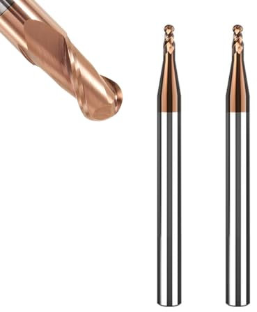 ASNOMY Lot de 2 fraises à tête sphérique VHM - Diamètre : 2 mm - Revêtement AlTiN HRC 55 - Fraises à tête sphérique en carbure de tungstène - Fraise à graver CNC à 2 dents - Pour métal