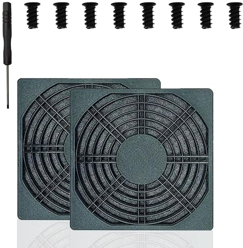YIMATEECO PC Gehäuselüfter Staubfilter, 120mm Lüfterabdeckung PC Gehäuse Lüfter Staubfilter Mesh Netzabdeckung Kunststoff Schutzgitter Abdeckung mit Schrauben (120mm, 2Stü, Schwarz)