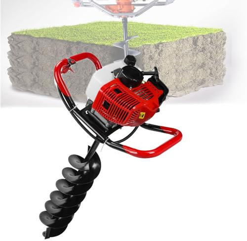Scavatrice per fori per pali, scavatrice per fori per pali singola/doppia da 3800 W, punta da trapano con diametro 40/60/80/100 mm opzionale, set di punte per coclea da scavo, per piante da giardino