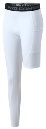 Pantaloni sportivi aderenti a gamba singola da basket da uomo 1/2 una gamba pantaloni a compressione atletica strato di base biancheria intima, XL