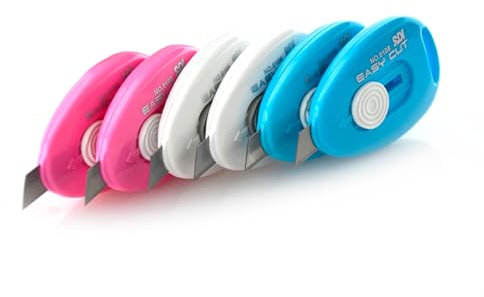 Pack 6 Ud. Cutter Easy Cut - Tamaño Bolsillo/estuche - REF.0108 – Cuerpo de plástico y cuchilla retráctil de seguridad By SDI distribuido por Office Box (6, Surtido)