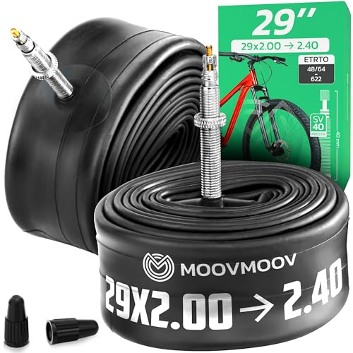 MOOVMOOV Fahrradschlauch 29 Zoll - passend für MTB- und Fahrradreifen 29x2.0, 29x2.10, 29x2.125, 29x2.15, 29x2.20, 29x2.25, 29x2.30, 29x2.35, 29x2.40 - ETRTO 48-64/622 - Presta-Ventil - 2er Set