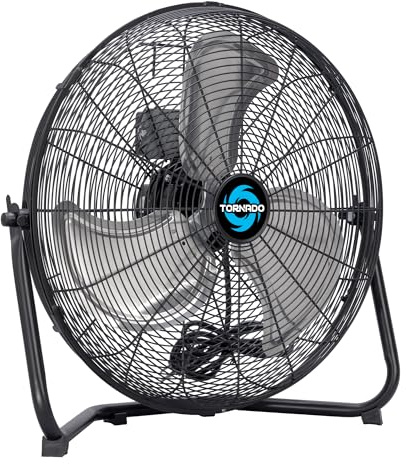 Tornado Ventilador de suelo de alta velocidad de 18 pulgadas de metal industrial de 3 velocidades para taller, garaje, hogar, oficina, ajuste de inclinación de 120°, cable de 6 pies, color negro