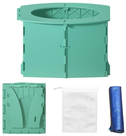 LEKEFETO Vasino pieghevole per bambini con borsa da trasporto – Vasino portatile da viaggio per auto, campeggio e attività all'aperto, compatto e leggero (Verde, 23x23x15cm)