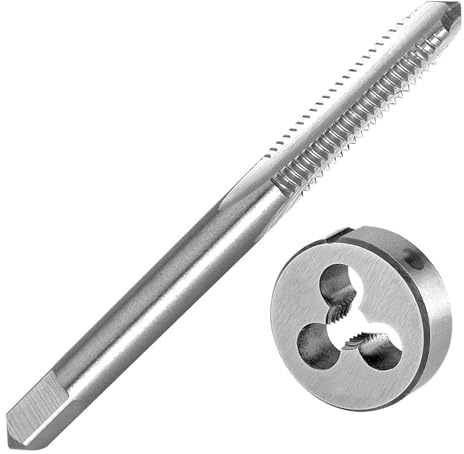 PFXNGMS Juego de machos y terrajas de 5/32-32 UN, Mano Derecha, machos de Rosca a máquina de 5/32 x 32 UN, terrajas Redondas, grifos mezcladores para tuberías de Agua, grifos