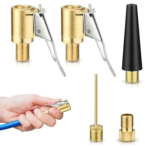 ONGNIUU Adaptador de Valvula, Boquilla de Aire para Bicicleta, Boquillas Inflado Abrazadera Válvula 8mm Neumático Boquilla Inflador Abrazadera No Leak - Kit Completo para Bicicleta, Moto, Balones
