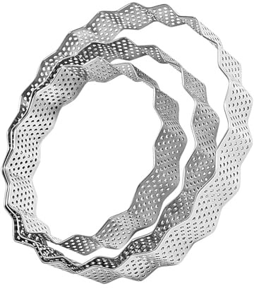 Sewroro Molde para Mousse Redondo de Acero Inoxidable Perforado, Juego de 3 Unidades (9 Cm, 10,7 Cm y 12,7 Cm de Diámetro, 2 Cm de Altura), Anillos para Hornear Postres y Tartas, Apto