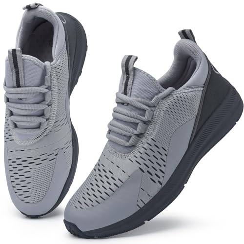 Mnking Basket Chaussures Sport Course Homme Femme Respirant Running Compétition Trail Entraînement Outdoor Fitness Gym Sneaker Gris Clair EU43