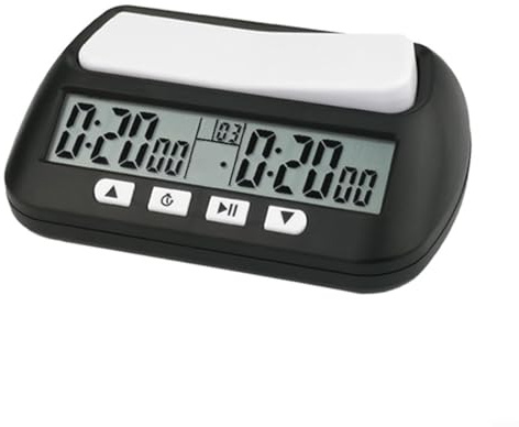 Orologio digitale a scacchi nero 3 in 1 con pulsanti grandi, supporta bonus e ritardo per modalità orario, timer elettronico portatile in ABS per partite di scacchi professionali e casual (A)