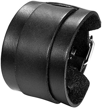 Flongo läderarmband för män stort brett läder äkta läder armband armband läderarmband manschett bälte svart brun silver punk rock biker motorcykelförare justerbar herr accessoarer, Einheitsgröße