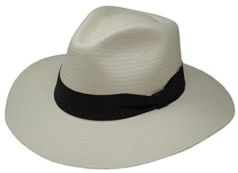Borges & Scott Cappello Panama Safari a Goccia - più Resistenti e Tessuto Mano - Bianco con Nastro Nero - 58cm (M)