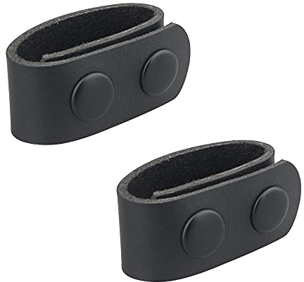 Gexgune Duty Belt Keeper Leder Tactical Belt Keeper Schlaufen-Gürtelschnalle für 2–2 1/4 Zoll mit doppeltem Druckknopf (2er Pack, schwarz)