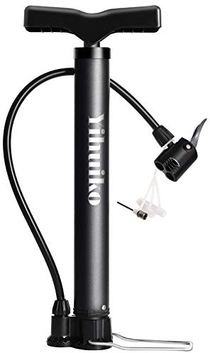 High Pressure Bike Floor Pump, Portable Bicycle Pump, Bicycle Air Pump 120PSI with Presta &Schrader Valves, Bike Pump with Ball Pump Needle, inflatable toys Nozzles for Bike Basketball