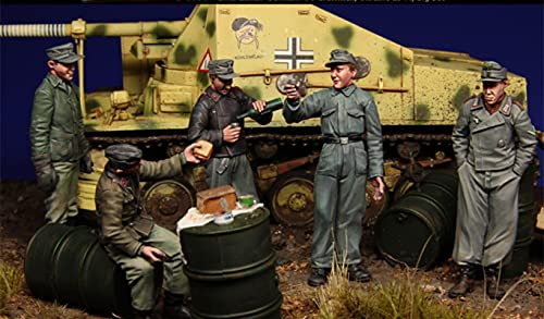 Risjc 1:35 WWII Deutsche Panzerbesatzung Resin Soldat (5 Personen, kein Panzer) unbemalter und unmontierter Miniaturmodellbausatz/R78223