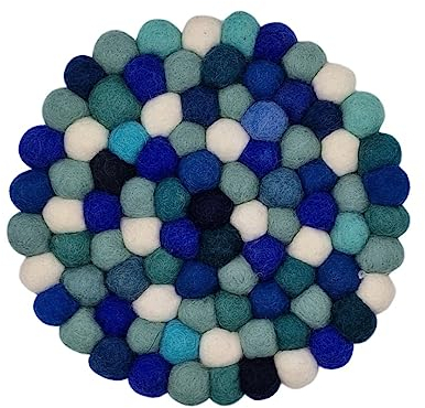 Grült Home Topfuntersetzer - Filz untersetzer für Tassen, Töpfe, Pfannen und Tassen handgefilzt in Nepal (Blau, Circle 20 cm)