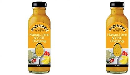 Mary Berry's Mango, Lime & Chilli Dressing - Sweet Mango - Dash of Lime - Subtle Hint of Chilli - Suitable for Vegans & Vegetarians - 235 ml Bottle (Pack of 2)