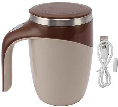 Tazza di caffè con Agitazione Magnetica Automatica, Tazza di Miscelazione Elettrica Ricaricabile Tramite USB per Cacao al Latte in Viaggio da per Ufficio 380 Ml (Marrone)