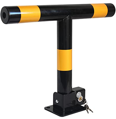 Barrera de estacionamiento de acero plegable Cerradura de espacio de estacionamiento extraíble Bloqueador de estacionamiento manual con llave y perno (Color: Negro-Amarillo Tamaño: 500x520 mm) (Amaril