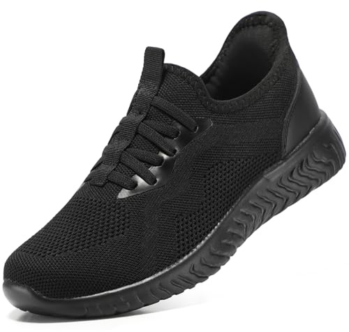STQ Chaussures de Sport Femme Sneakers Baskets Femme Respirant Confort Enfiler Legere Mode et Marche Femmes Tennis Jogging Slip on Basquette Fitness Travail Course Outdoor Noir 39