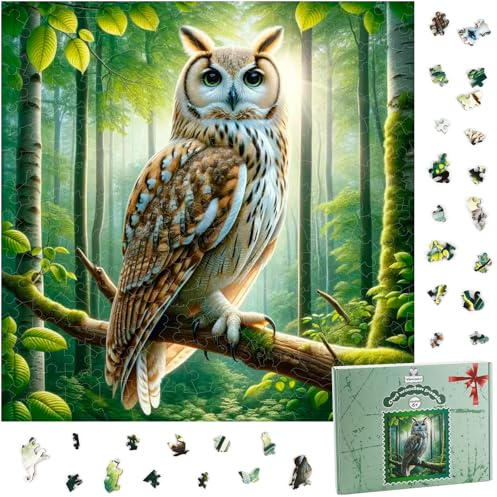 Eule Puzzle Wooden Puzzle Wood Holz Tiere Holzbausatz Personalisiert Tierpuzzle für Erwachsene Familie Kinder ab 6 Jahre Weihnachten Ostern Geburtstag Geschenk-30 * 30cm