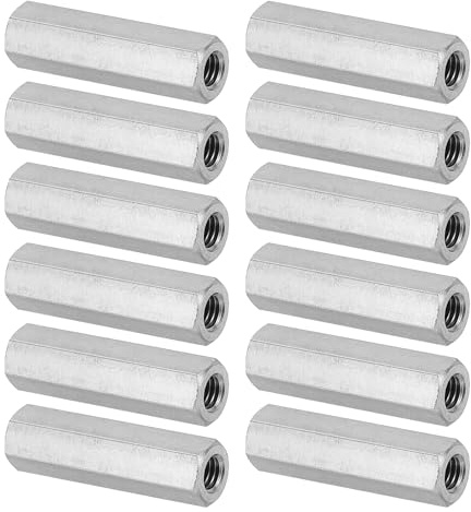 PATIKIL M5 x 0.8-Pitch Dado Esagonale Lungo Acciaio Inossidabile 304, 12Pz 30mm/ 1.2 L Dadi di Accoppiamento Dado a Barra Lunga Intera Connettore per Barra Filettata, Tono Argento