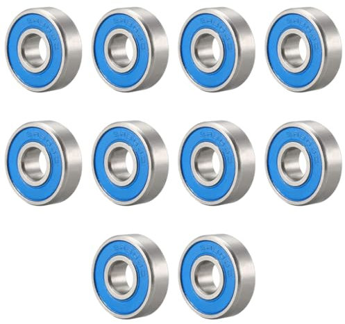 BEPSYOM 10 Pièces Roulements à Billes 608RS, Double Shielded, Carbone Acier, Convient pour ABEC, Roulements de Skateboard Longboard Trottinettes, Roulement (8mm x 22mm x 7mm)