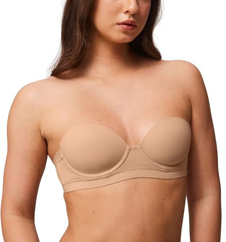 Halobliss Strapless Bra for Women Small Chests Balconette Natural 34AA