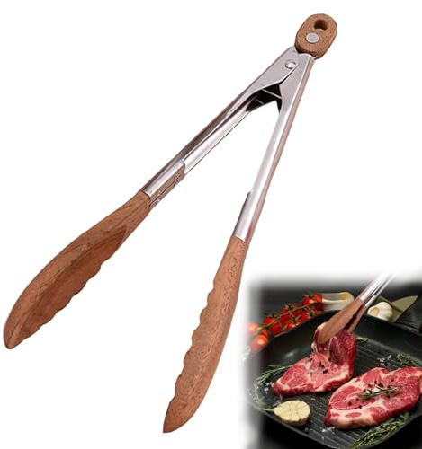 Xiciki 9 Inch Wooden Tongs for Cooking, Toaster Tong,Tong Kitchen, Heat Resistant Wooden Spoons Cooking Utensils, Natural Walnut Wood Tongs, Ideal for BBQ, Salad, Bread & Pickles