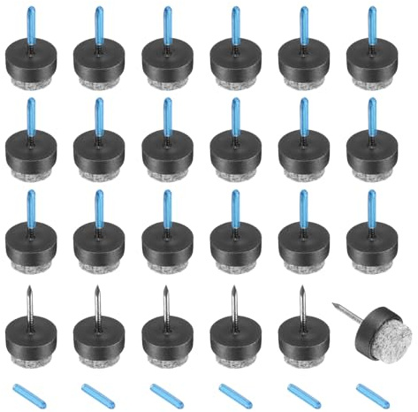 QUARKZMAN 24Pcs Almohadillas de Fieltro con Clavos, Almohadillas Redondas de Fieltro Deslizadores de Muebles Protectores de Piso para Muebles de Madera Mesa Sofá Silla (14mm, Negro)
