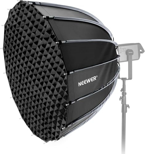 NEEWER Basics Parabolic Softbox Bowens Mount, 47 Quick Release Soft Box Light Diffuser/Grid/Bag Compatible with Godox Compatible with Aputure 600d Studio Photography Video Recording Lighting, NS39P