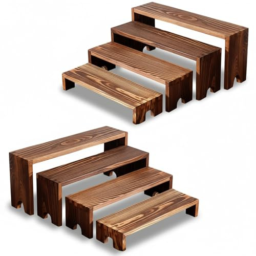 8Pcs Wooden Display Stand,Large Wood Tiered Riser Cupcake Stand,Stackable Food Display Risers for Party,Multifunction Wooden Shelf for Perfume,Spice,Cosmetics,Jewelry,Collections and Party Desserts