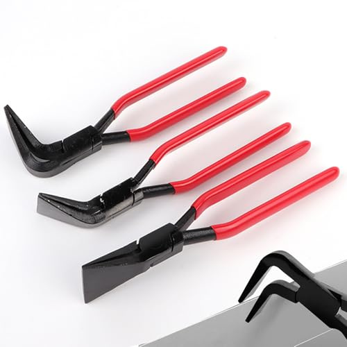 3 Stück 0° 45° 90° Falzzange, Hand Abkantzange Breit 60 mm Biegezange mit Rutschfestem Griff Blechbiegezange Set Gesamtlänge 280 mm Spengler Dachdecker Werkzeug (Rot)