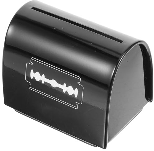 SOIMISS Contenedor Metálico para Cuchillas de Afeitar Caja de Acero Inoxidable Portátil para Desecho Seguro Peluquerías y Uso Doméstico Diseño Resistente y Multifuncional
